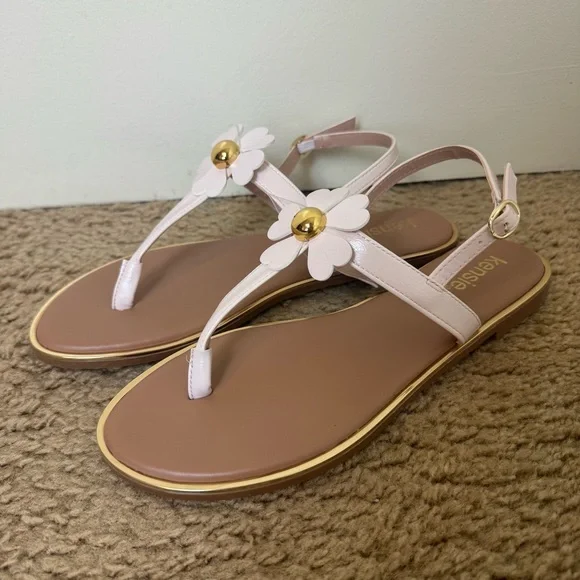 Kensie Maeve Women's Flat Sandals with Floral Accent New Size 9.5 - Picture 4 of 6